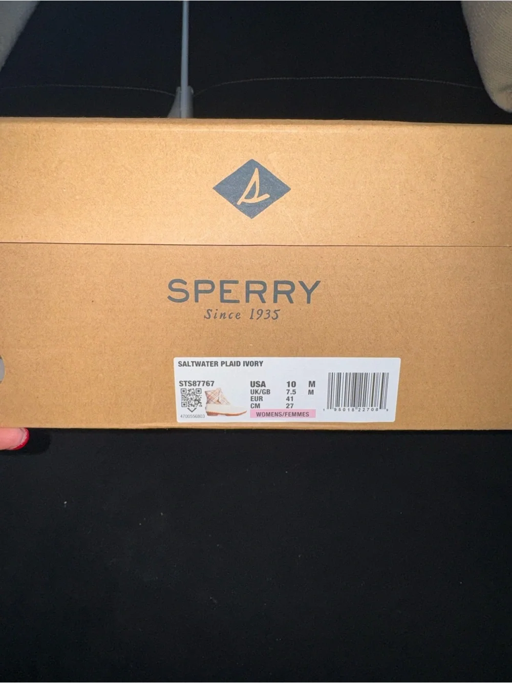 Sperry Cream Duck Boot with Plaid Collar